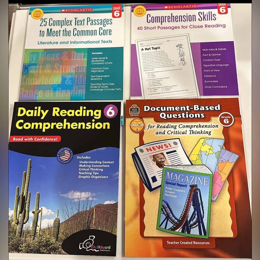 READING COMPREHENSION Books - 4 Books for 6th Grade NWOT